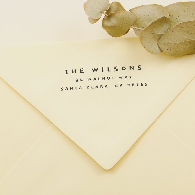 Handgeschriebene Familienname und Rücksendeadresse Gummistempel (Rubber Stamp Mock-up)