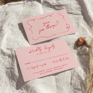 Handgeschriebene farbenfrohe, feine, einzigartige  RSVP karte