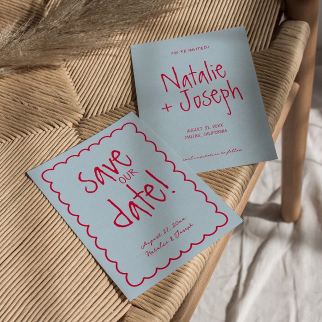 Handgeschriebene farbenfrohe Retro Funky Moderne H Save The Date (Von Creator hochgeladen)