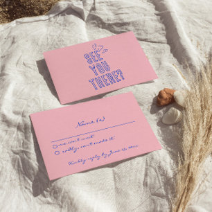 Handgeschriebene farbenfrohe Retro Funky Wedding D RSVP Karte