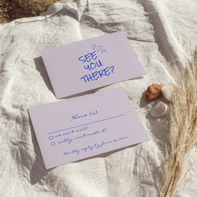 Handgeschriebene farbenfrohe Retro Funky Wedding D RSVP Karte (Von Creator hochgeladen)