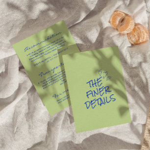 Handgeschriebene farbenfrohe Retro Moderne Hochzei Begleitkarte