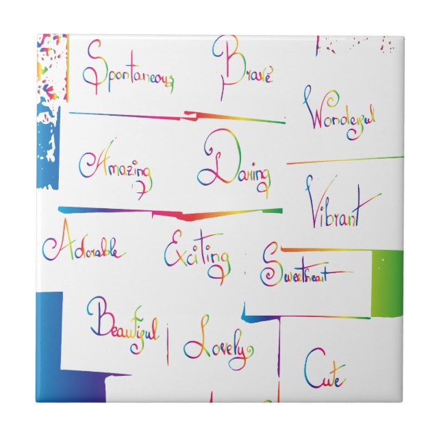 Handgeschriebene farbige positive Inspirationswört Fliese (Vorderseite)