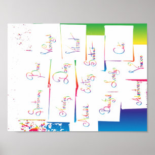 Handgeschriebene farbige positive Inspirationswört Poster