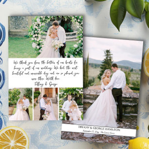 Handgeschriebene Foto Collage Wedding Dankeskarte