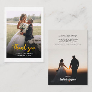 Handgeschriebene Fotos für Hochzeiten - Danke Mitteilungskarte