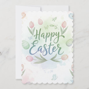 Handgeschriebene Frohe Ostern Wasserfarben-Grußkar Feiertagskarte