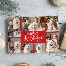 Handgeschriebene frohe Weihnachten Rot 7 Foto Coll