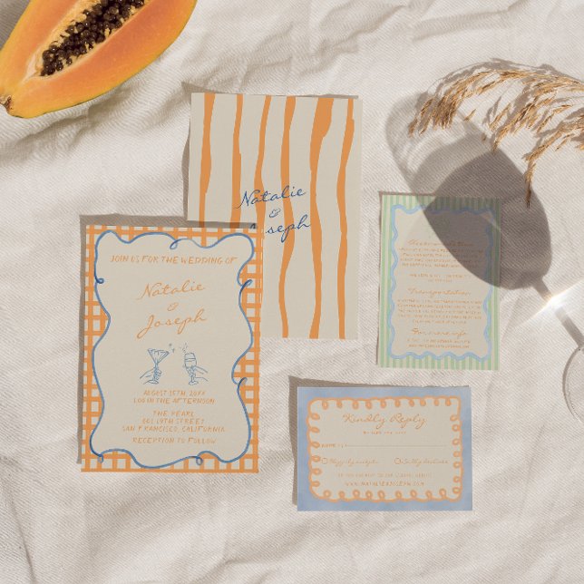 Handgeschriebene gemalte, farbenfrohe Hochzeit Einladung (Von Creator hochgeladen)