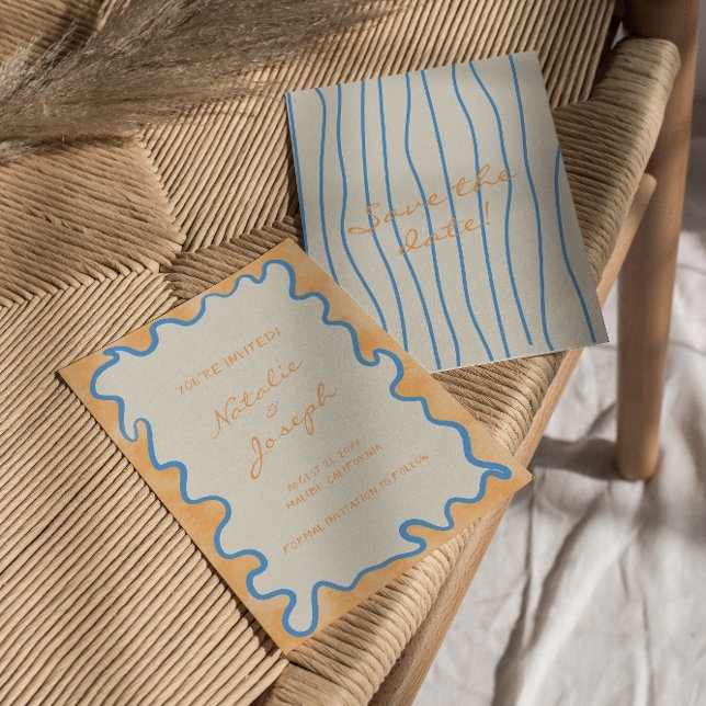 Handgeschriebene gestrichene Retro Whimsical Funky Save The Date (Von Creator hochgeladen)