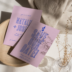 Handgeschriebene Gezeichnet farbenfrohe Retro Einz Save The Date