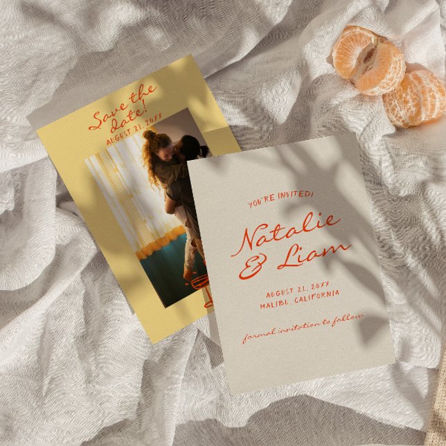 Handgeschriebene Gezeichnet farbenfrohe Retro-Foto Save The Date (Von Creator hochgeladen)