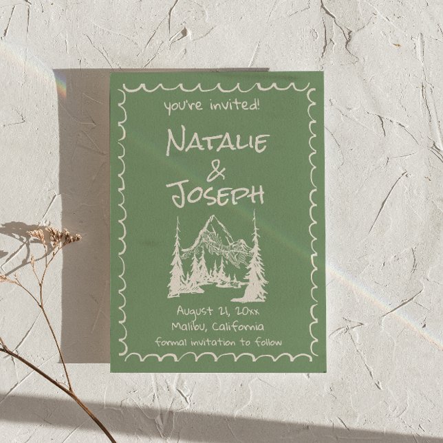 Handgeschriebene, Gezeichnet Hochzeit von Green Cr Save The Date (Von Creator hochgeladen)