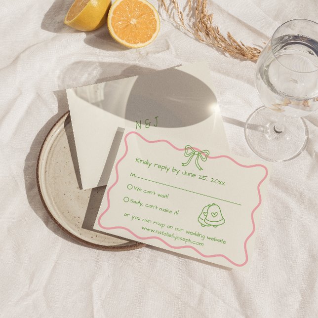 Handgeschriebene Gezeichnet Retro Funky Modern Wed RSVP Karte (Von Creator hochgeladen)