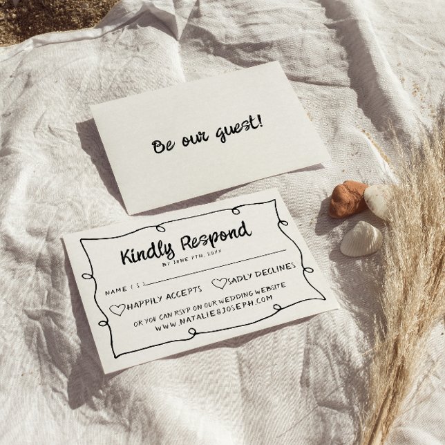 Handgeschriebene Gezeichnet Retro-Rahmen Moderne H RSVP Karte (Von Creator hochgeladen)