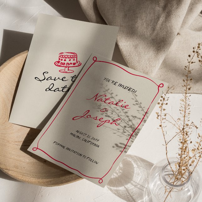 Handgeschriebene Gezeichnet Retro Whimsical Fun We Save The Date (Von Creator hochgeladen)