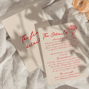 Handgeschriebene, Gezeichnet Rot-Quirky-Hochzeitsd Begleitkarte