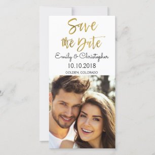 Handgeschriebene Goldskripte Hochzeit Sichern Sie Save The Date
