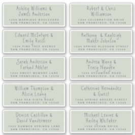 Handgeschriebene Green Wedding Guest Address Label