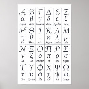Handgeschriebene griechische Alphabet-Buchstaben Poster