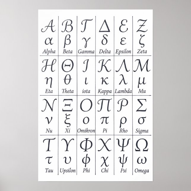 Handgeschriebene griechische Alphabet-Buchstaben | Poster (Vorne)