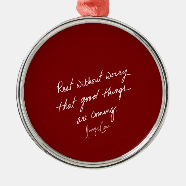 Handgeschriebene gute Dinge Red Inspirational Ornament Aus Metall (Vorne)