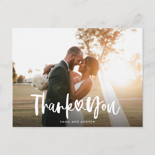 Handgeschriebene Herz Hochzeit Vielen Dank Postkar Postkarte (Vorderseite)