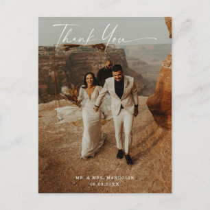 Handgeschriebene Hochzeit 2-Foto-Dankeschön Postkarte