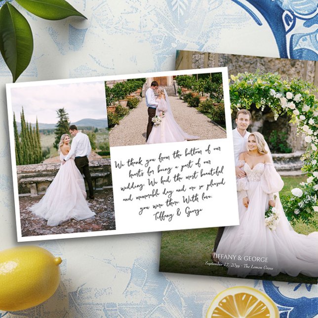 Handgeschriebene Hochzeit Danke Fotokarte (Handwritten wedding photo thank you card by Darling & May)