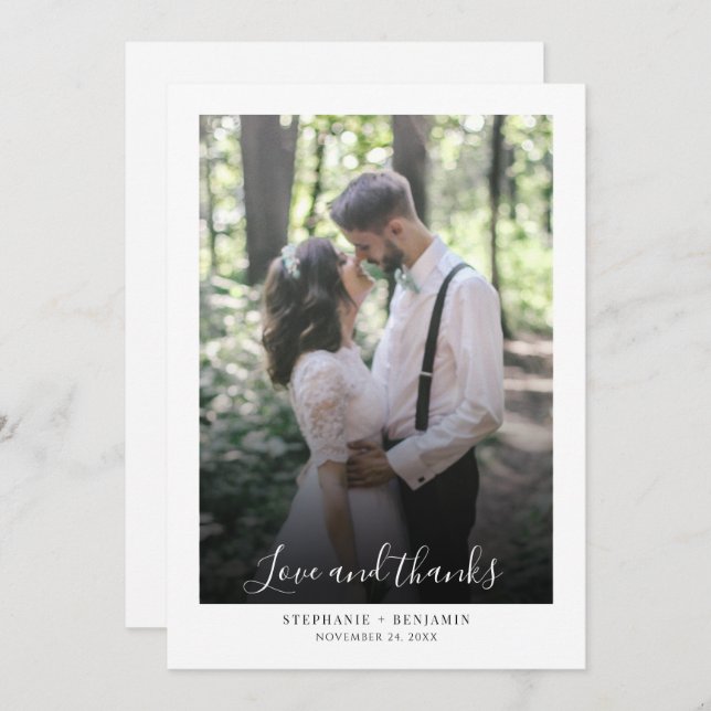 Handgeschriebene Hochzeit von Foto Script Dankeskarte (Vorne/Hinten)