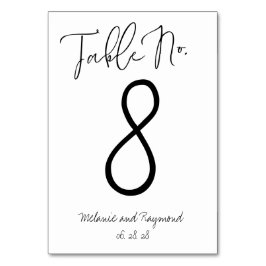 Handgeschriebene Hochzeitkarte für die Tischnummer
