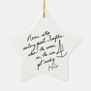 Handgeschriebene Inspirierende Segel-Never-Stop-De Keramik Ornament