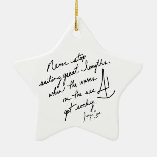 Handgeschriebene Inspirierende Segel-Never-Stop-De Keramik Ornament