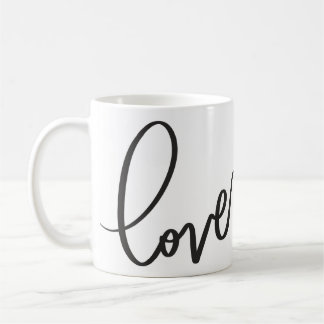 Handgeschriebene Kalligrafie-Schrift Liebe  Kaffeetasse