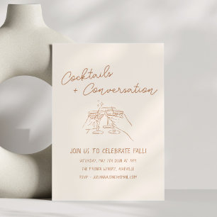 Handgeschriebene Kritzeleien Cocktails Herbstparty Einladung