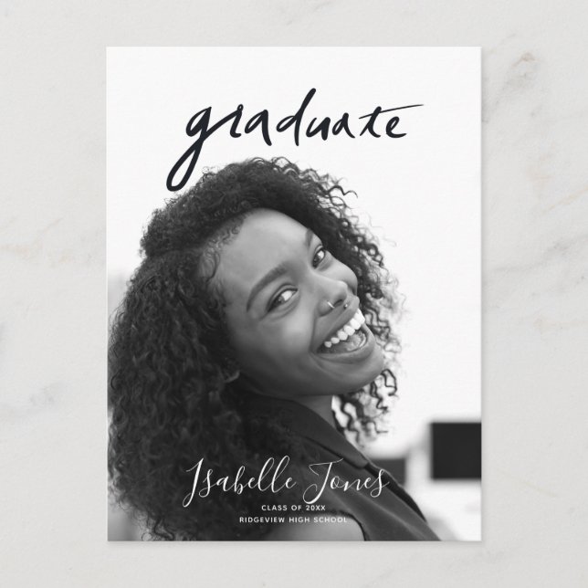 Handgeschriebene Letterings Minimalistischer Foto  Ankündigungspostkarte (Vorderseite)