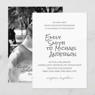 Handgeschriebene Letterpress-Foto-Hochzeitskarten Einladung