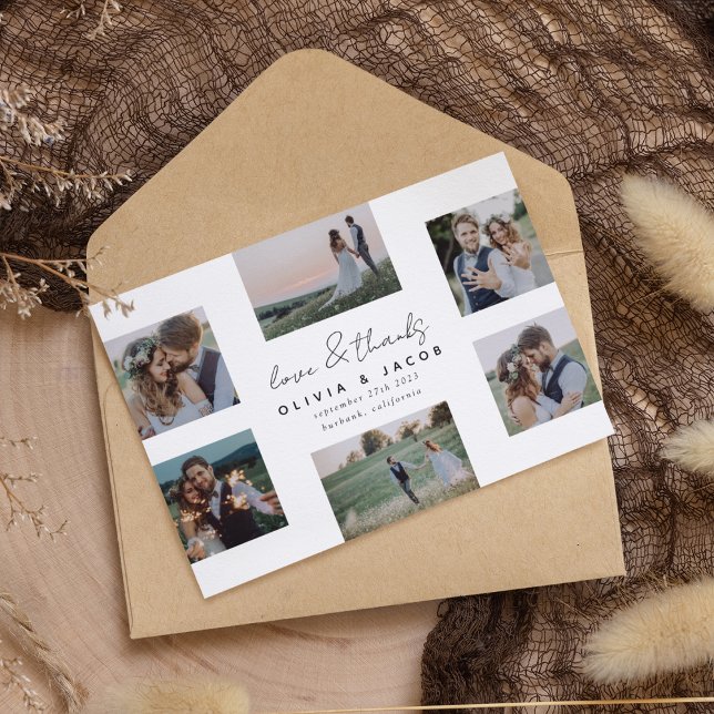 Handgeschriebene Liebe & Dank 6 Foto Hochzeit Dankeskarte (Von Creator hochgeladen)