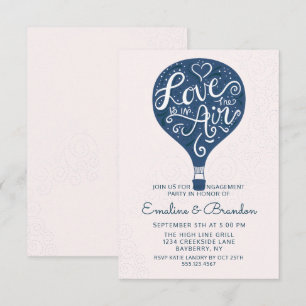 Handgeschriebene Liebe Navy Balloon Engagement Par Einladung