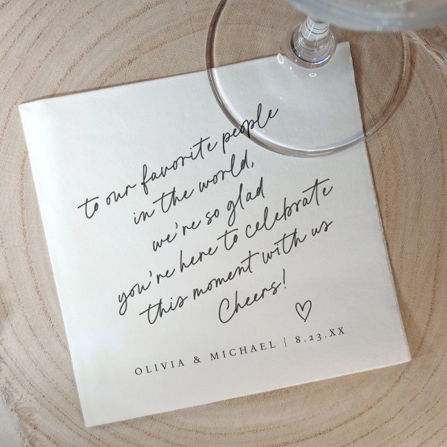 Handgeschriebene Liebe Serviette (Handwritten note wedding napkins - cocktail napkins for wedding reception.)