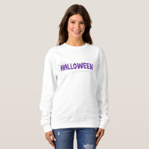 Handgeschriebene lila Schrift Spinnennetz Hallowee Sweatshirt