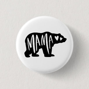 Handgeschriebene Mama Hand Drawn Hearts Bären Silh Button
