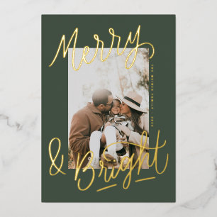 Handgeschriebene Merry & Bright Foto-Overlay Folien Feiertagskarte
