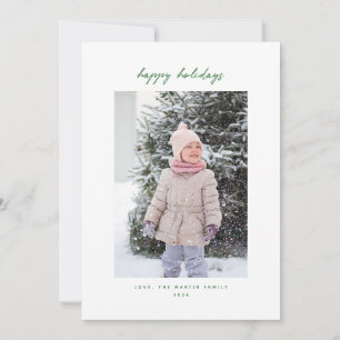 Handgeschriebene Minimalistische Green Holiday Fot Feiertagskarte