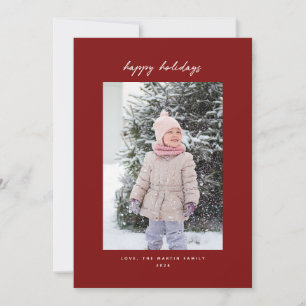 Handgeschriebene Minimalistische Oxblood Holiday F Feiertagskarte