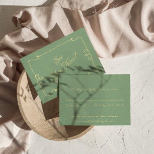Handgeschriebene Minze Grün Retro Whimsical Weddin RSVP Karte