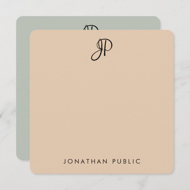 Handgeschriebene Mit Monogramm Vorlage Elegante Fa (Vorne/Hinten)