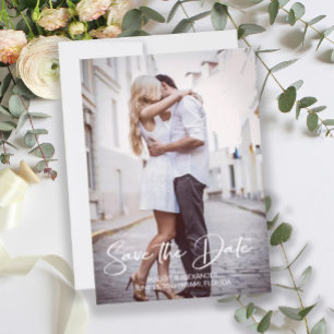 Handgeschriebene moderne Hochzeits-Engagement-Foto Save The Date