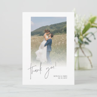 Handgeschriebene moderne saubere Fotohochzeit Dankeskarte