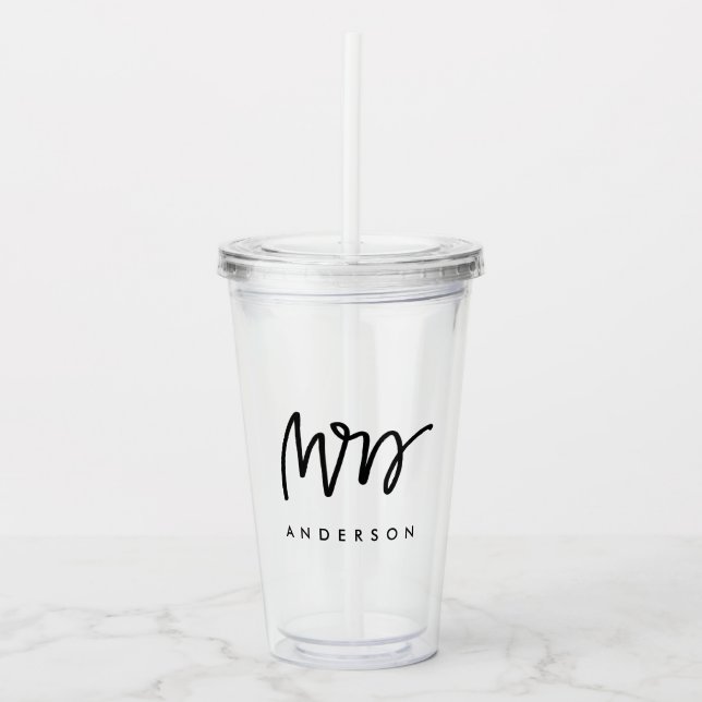Handgeschriebene Mrs Custom Acryltrinkbecher (Vorderseite)